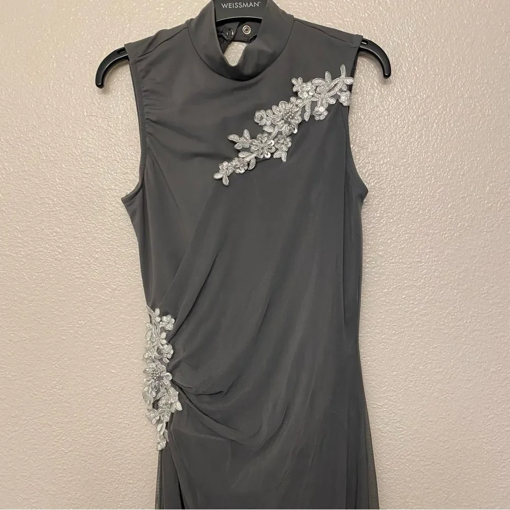 WEISSMAN Dance costume lyrical gray mesh dress Beneath Your Beautiful 12437 SA